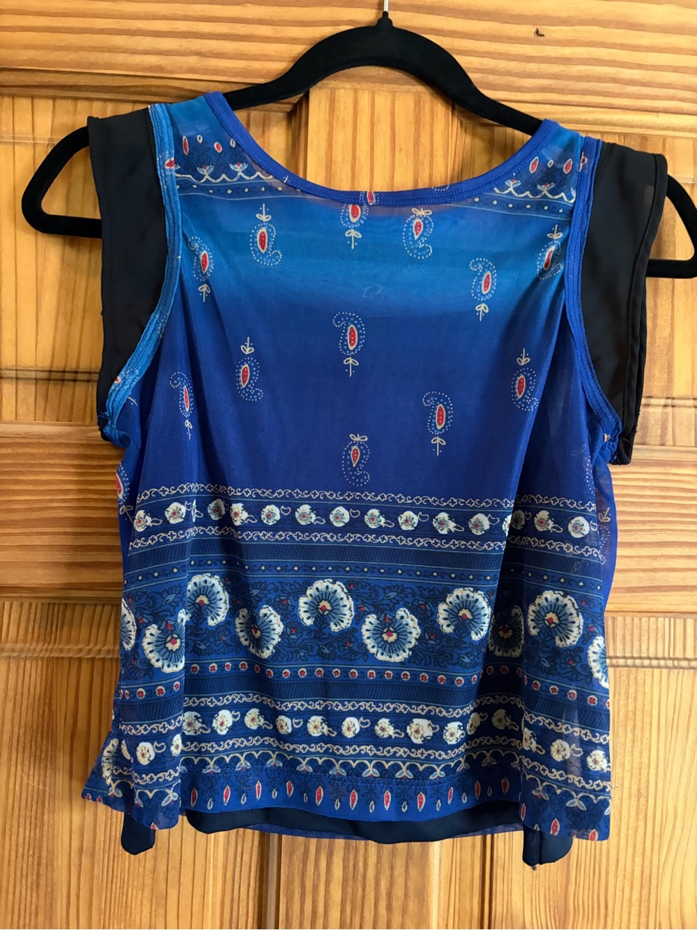 Blue Printed Sleeveless Women's Top